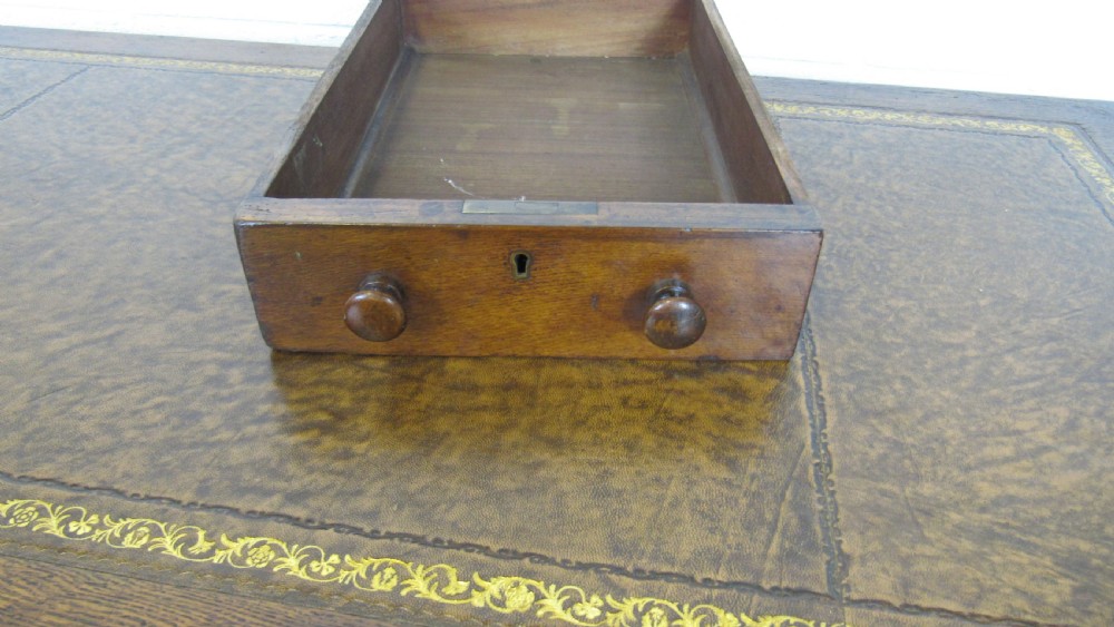 19th century oak pedestal desk  View XII