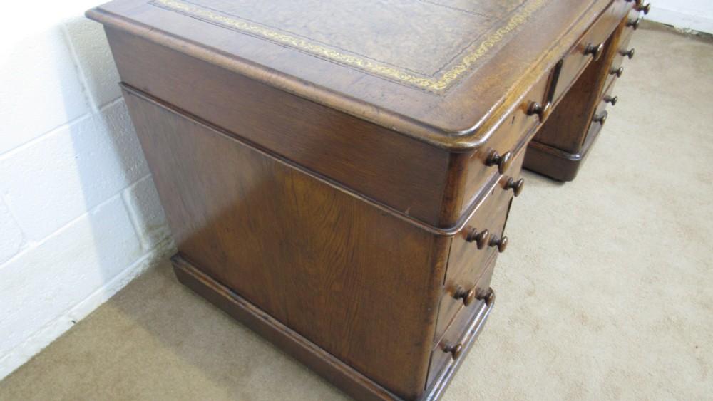 19th century oak pedestal desk  View XIII