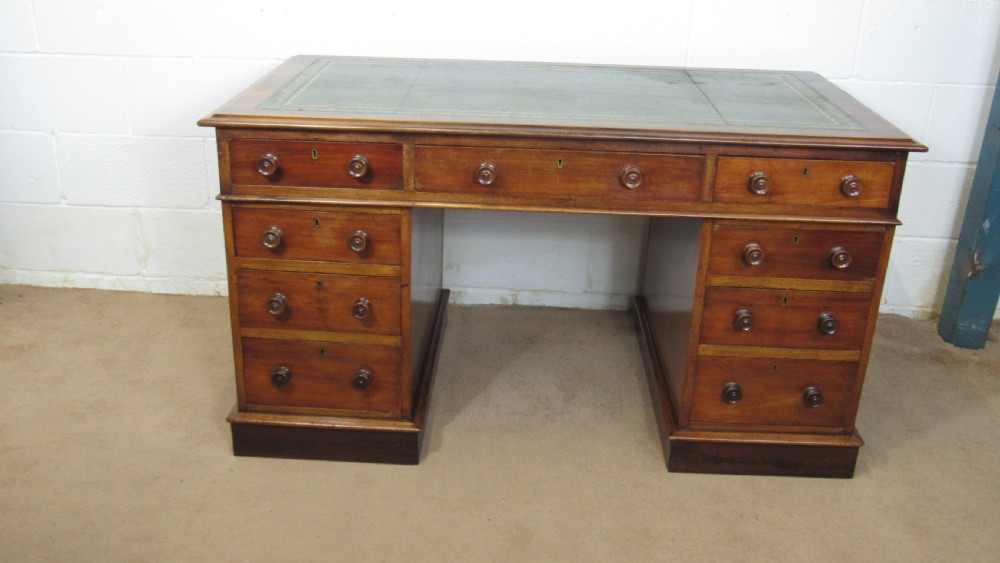 Victorian mahogany pedestal desk  View II