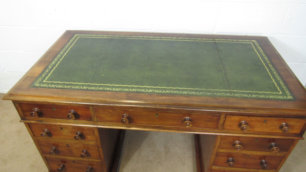 Victorian mahogany pedestal desk  View XIV