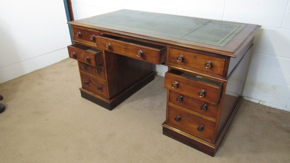 Victorian mahogany pedestal desk  View XVI