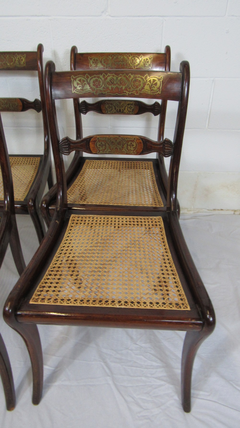 set of 4regency brass inlaid chairs View III