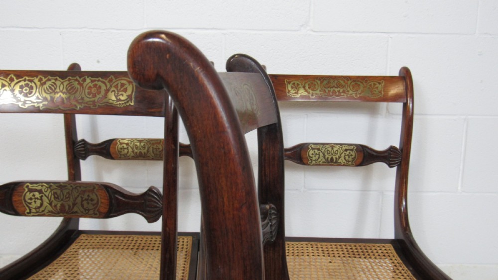set of 4regency brass inlaid chairs View VII
