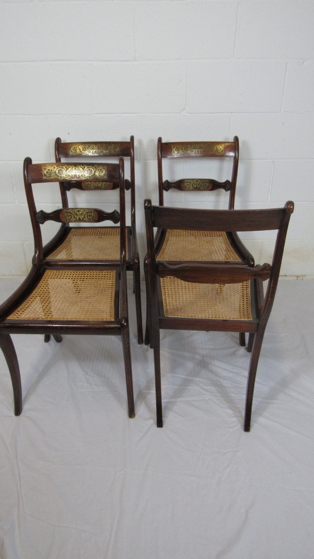 set of 4regency brass inlaid chairs View VIII