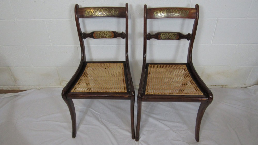 set of 4regency brass inlaid chairs View IX