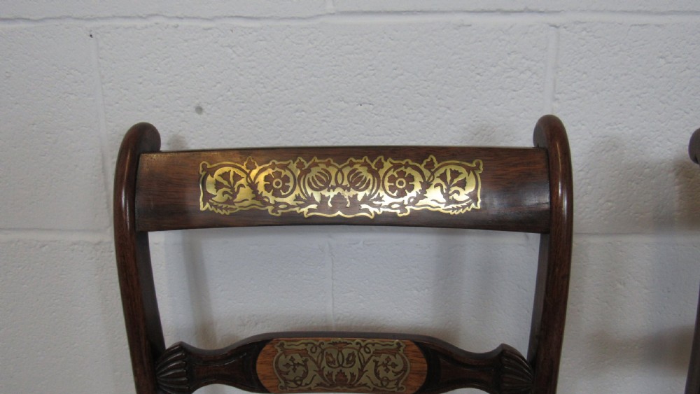 set of 4regency brass inlaid chairs View XIII