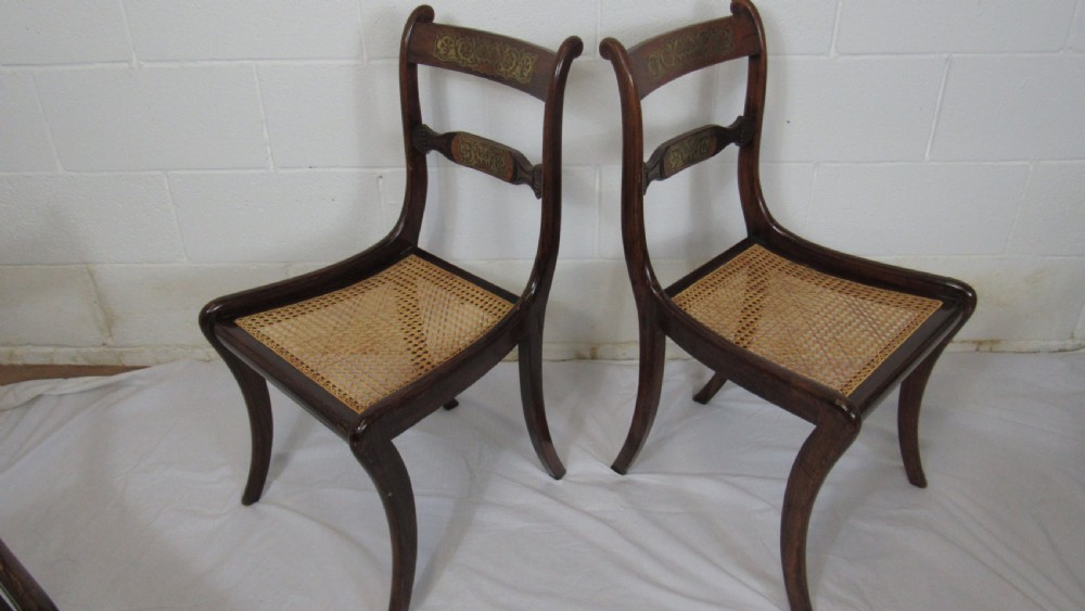 set of 4regency brass inlaid chairs View XIV