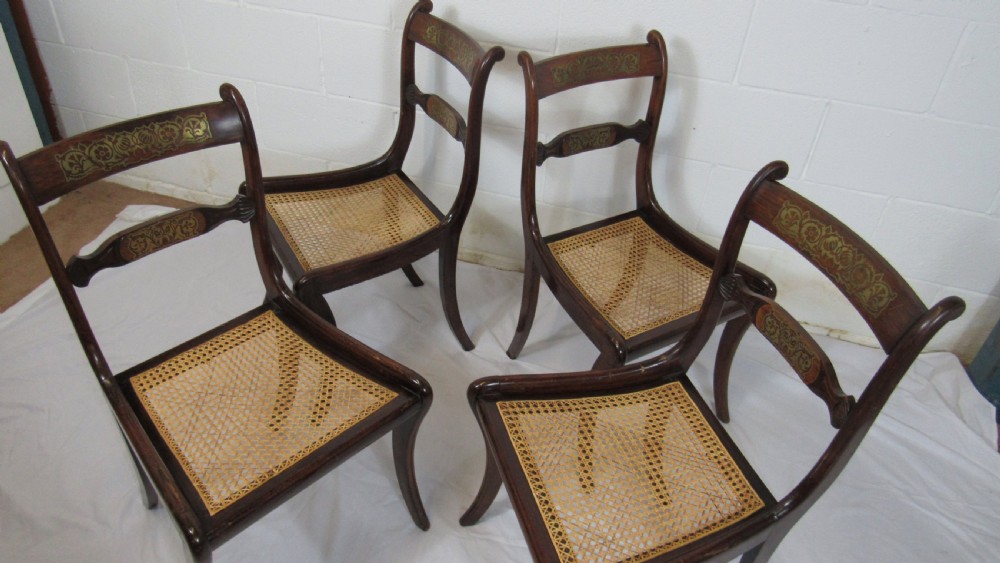 set of 4regency brass inlaid chairs View XV