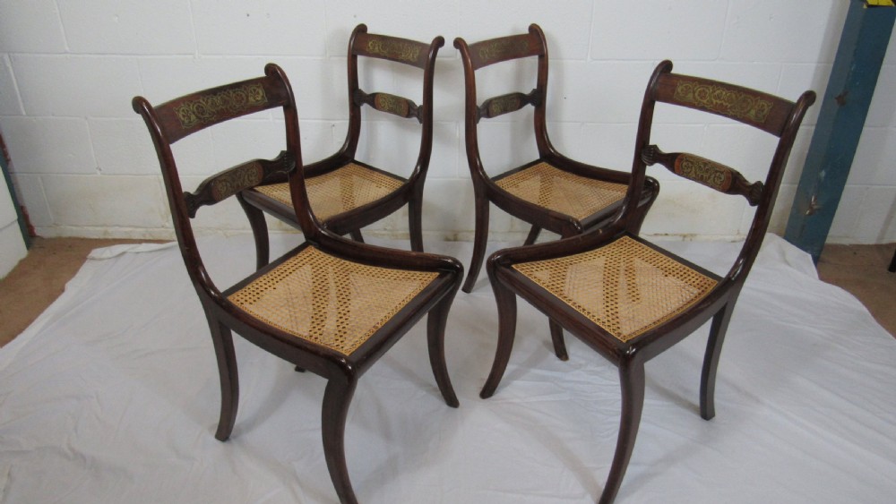 set of 4regency brass inlaid chairs View XVII