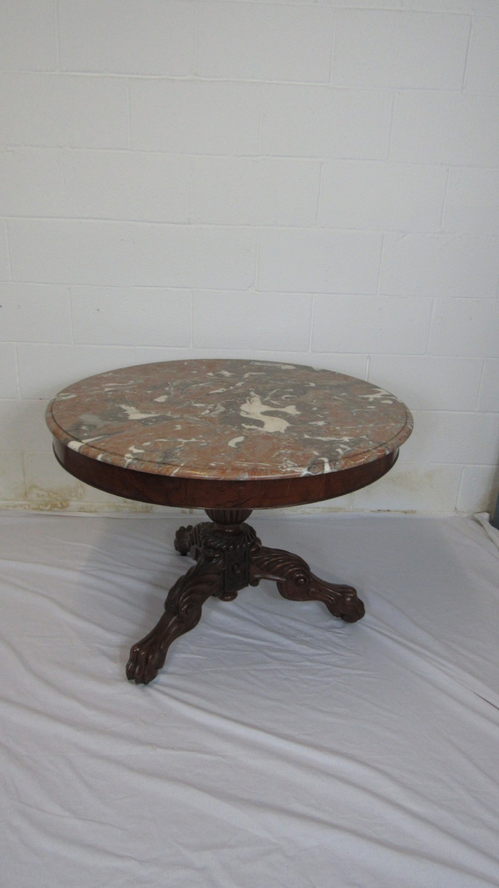 Superb marble topped  walnut centre table 