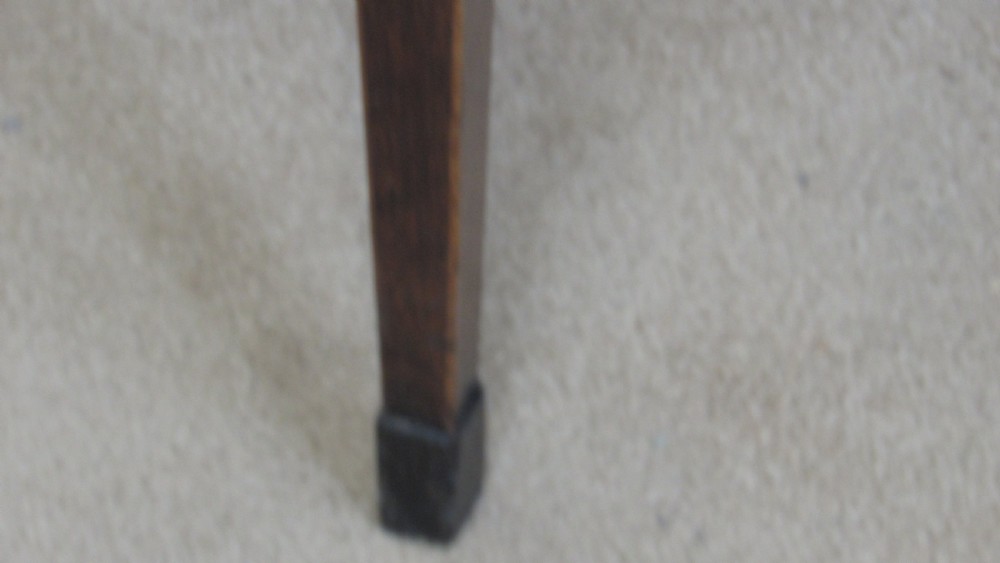 A Georgian mahogany demi-lune card table with linear string inlay and tapered square legs. View X