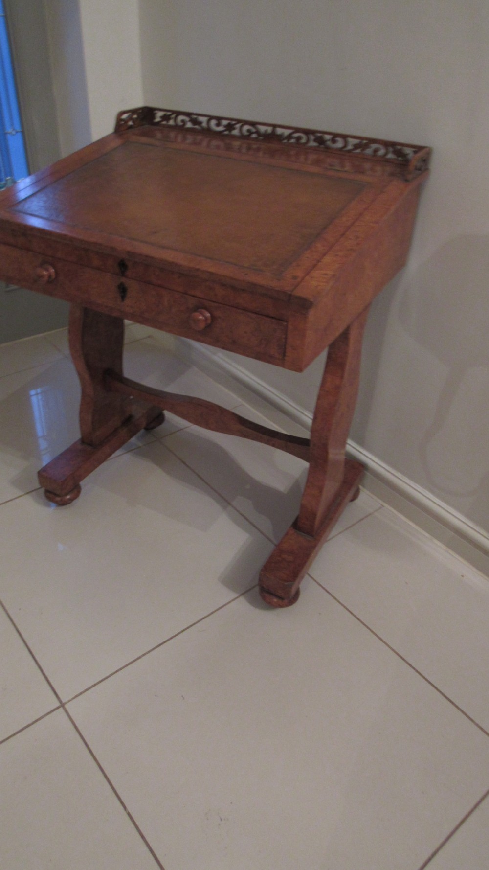 Superb burr oak desk View XIII