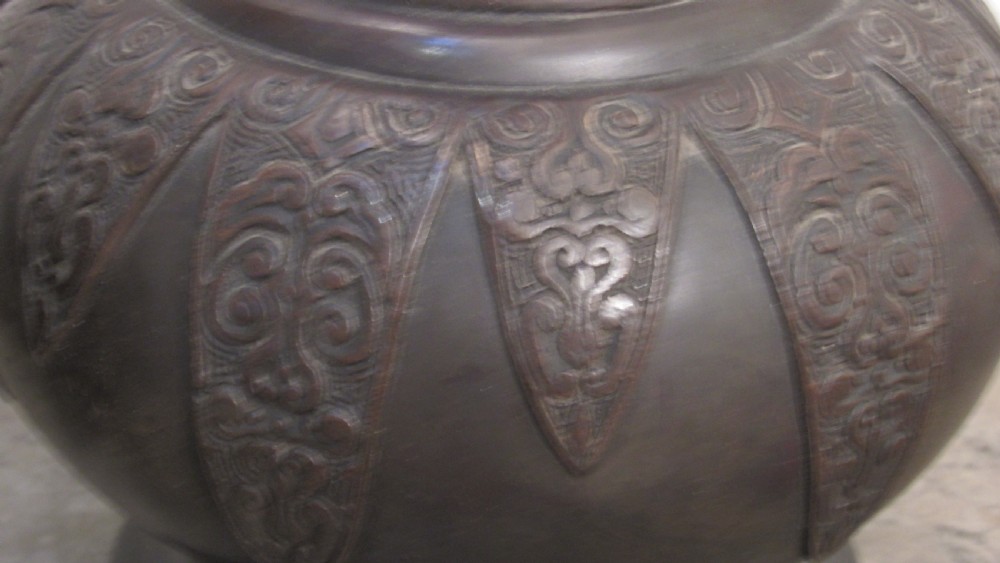 Pair Japanese bronze vases  View V