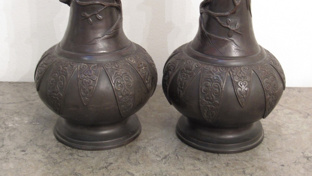 Pair Japanese bronze vases  View VI