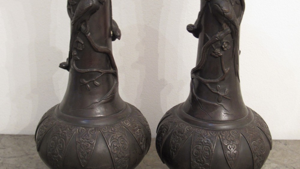 Pair Japanese bronze vases  View VIII