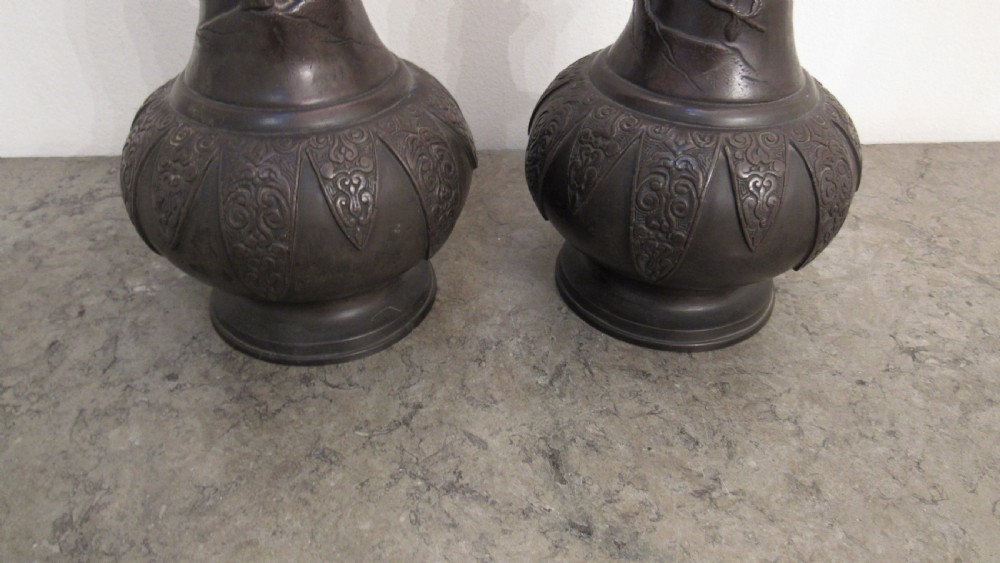 Pair Japanese bronze vases  View XVII