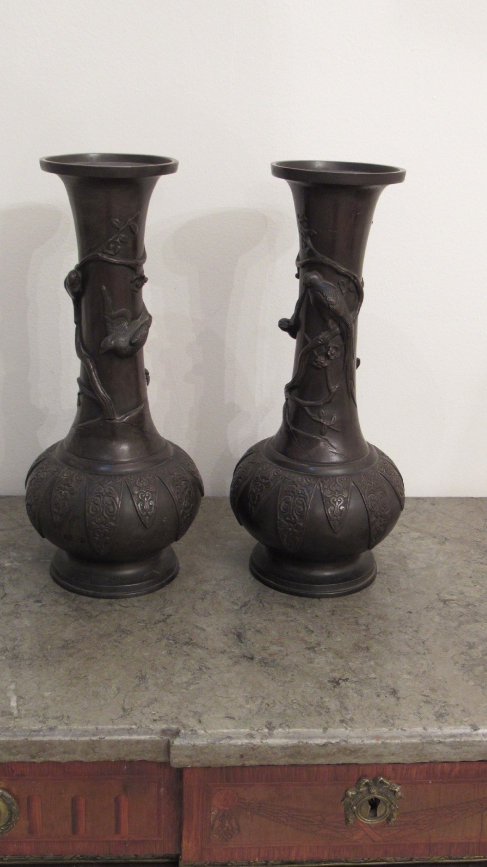 Pair Japanese bronze vases  View XX