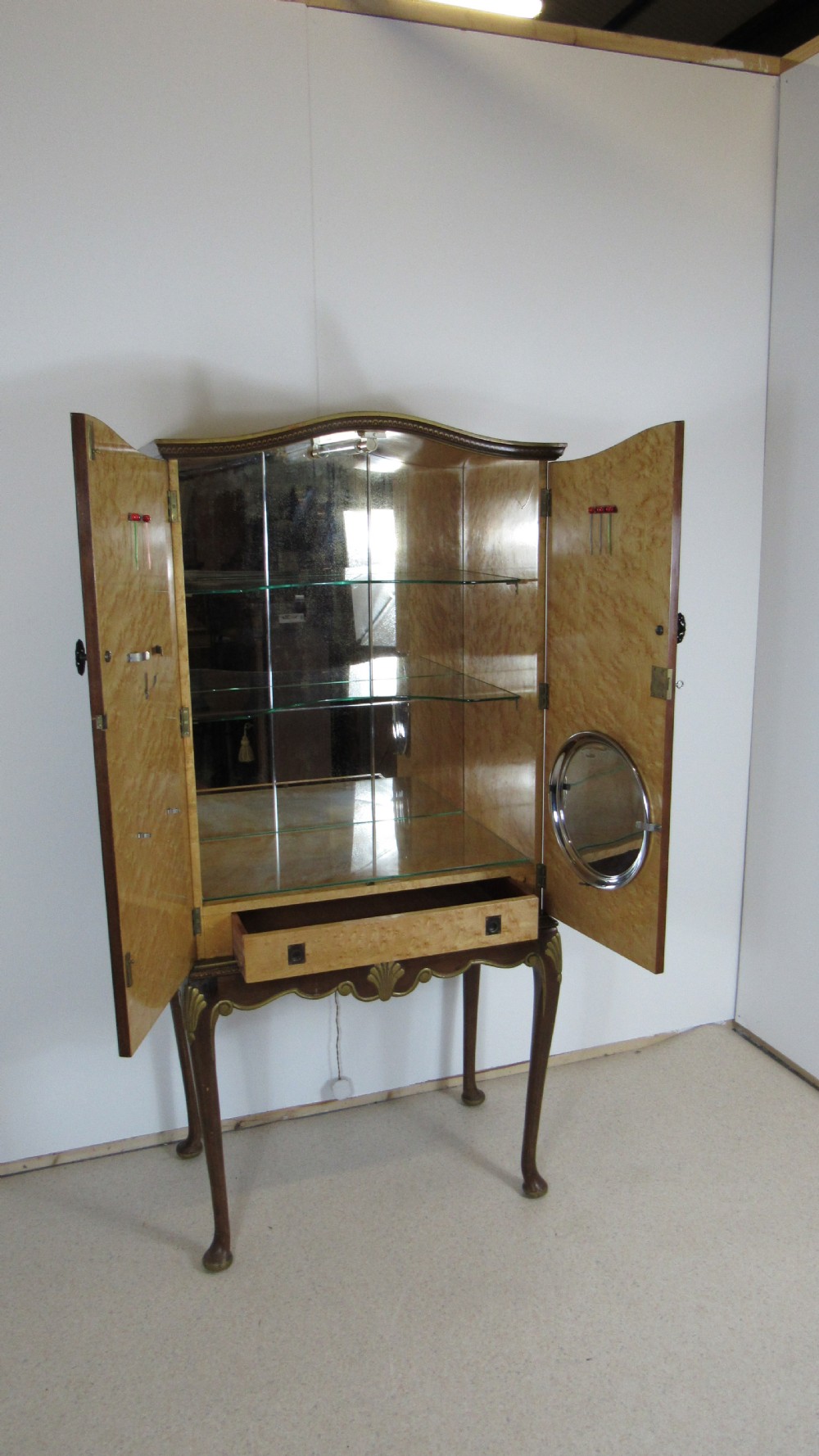 Superb walnut chinoiserie cocktail cabinet View VII