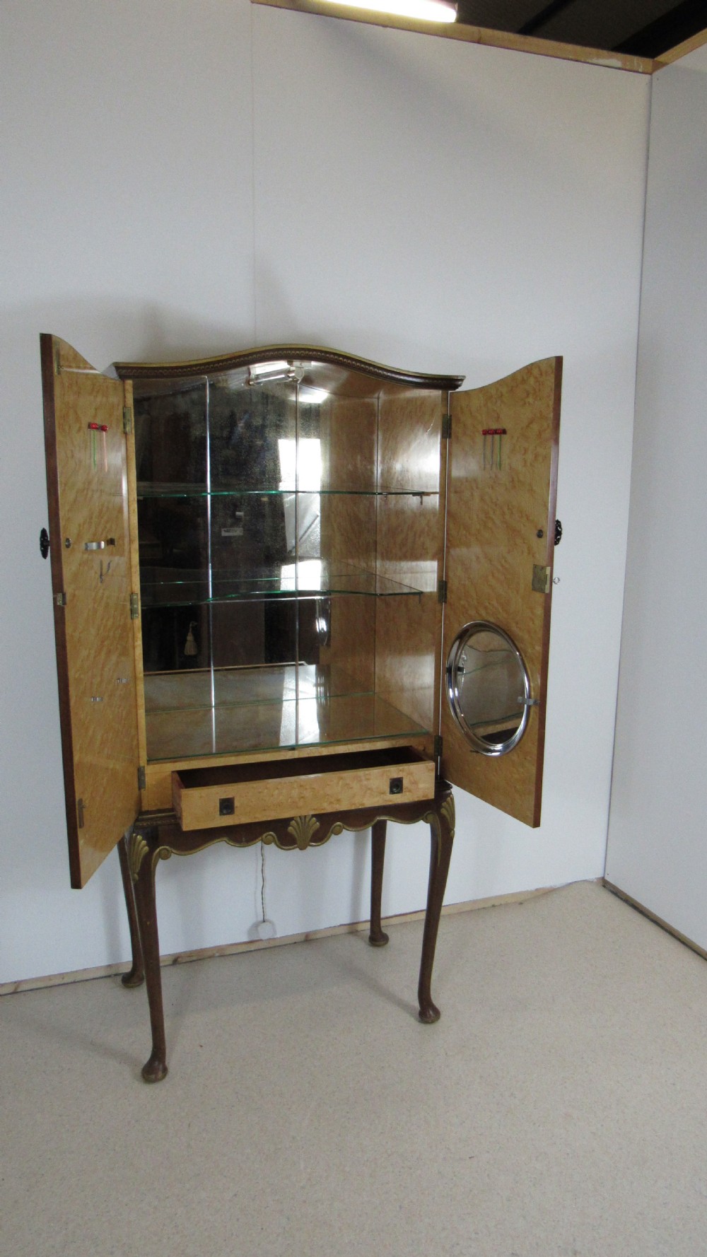 Superb walnut chinoiserie cocktail cabinet View VIII