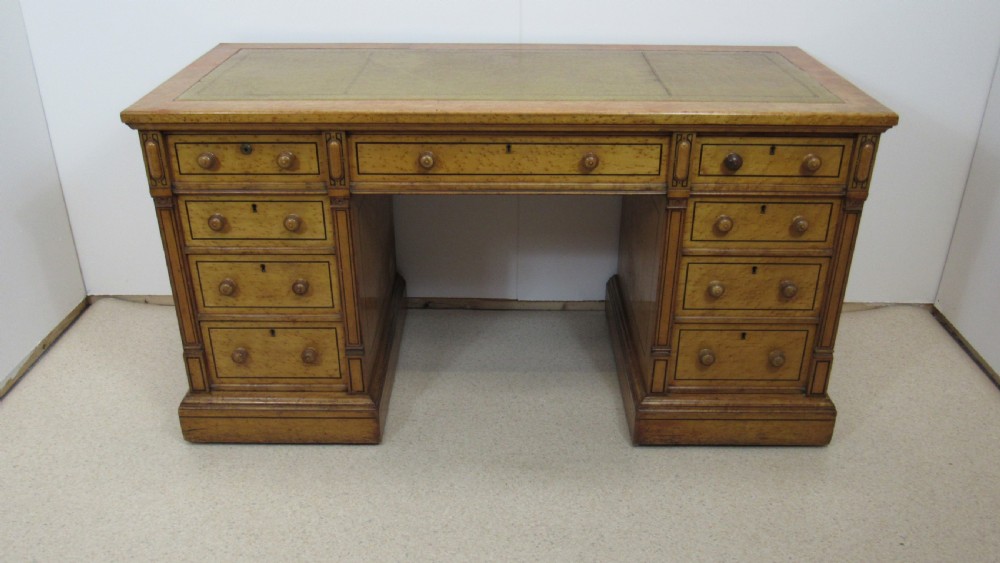 Very nice  satin birch pedestal desk 