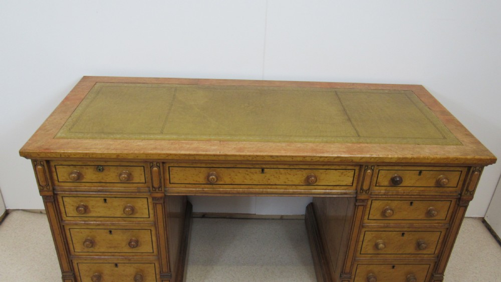 Very nice  satin birch pedestal desk  View II