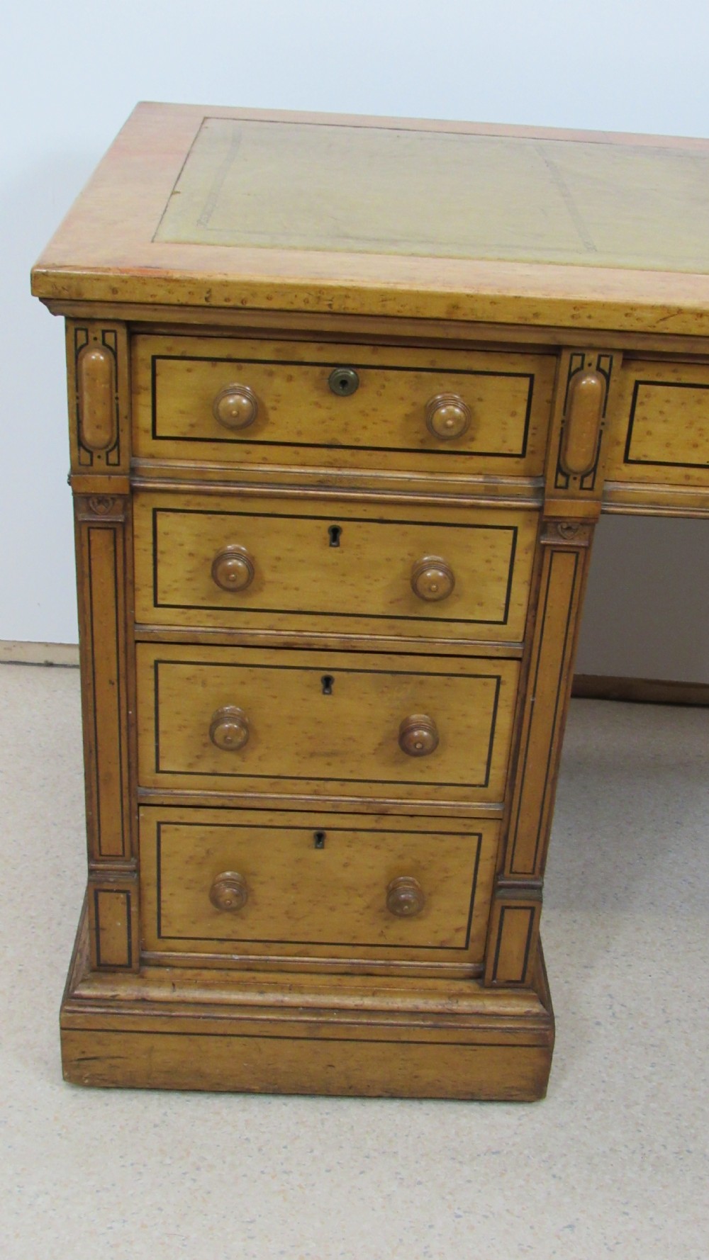 Very nice  satin birch pedestal desk  View XI