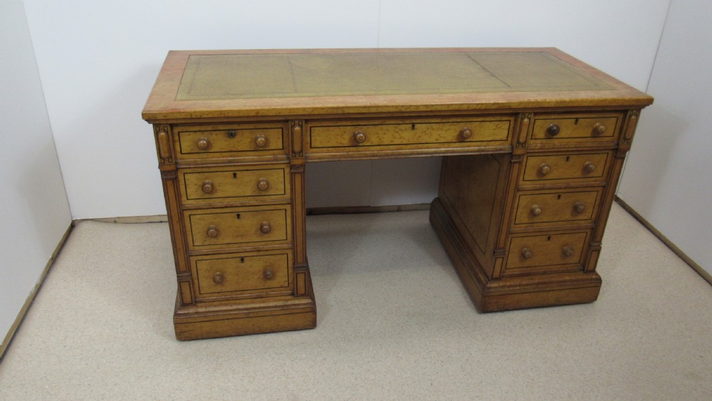 Very nice  satin birch pedestal desk  View XIII