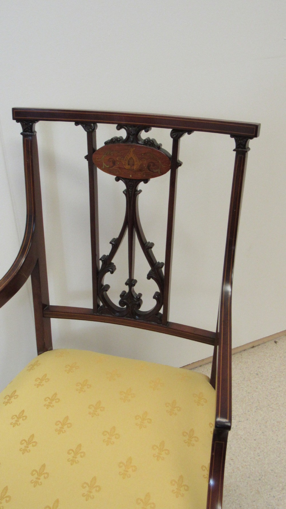 Lovely Edwardian inlaid arm chair View VI