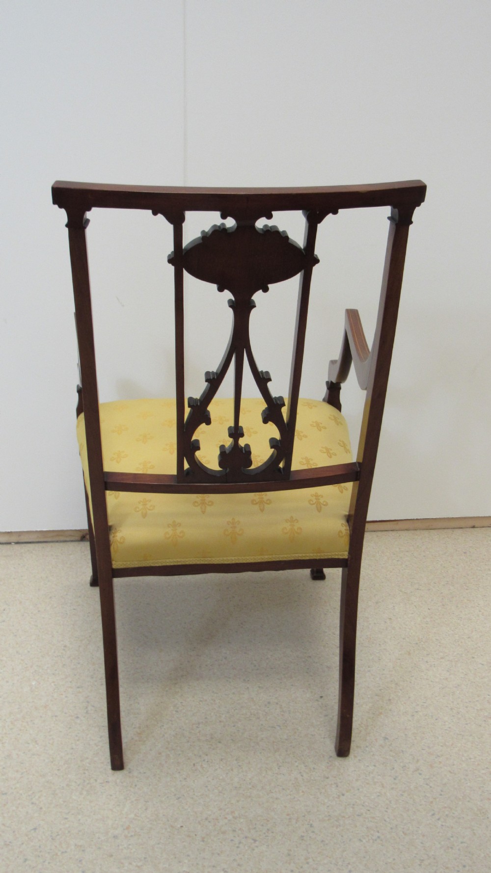 Lovely Edwardian inlaid arm chair View VII
