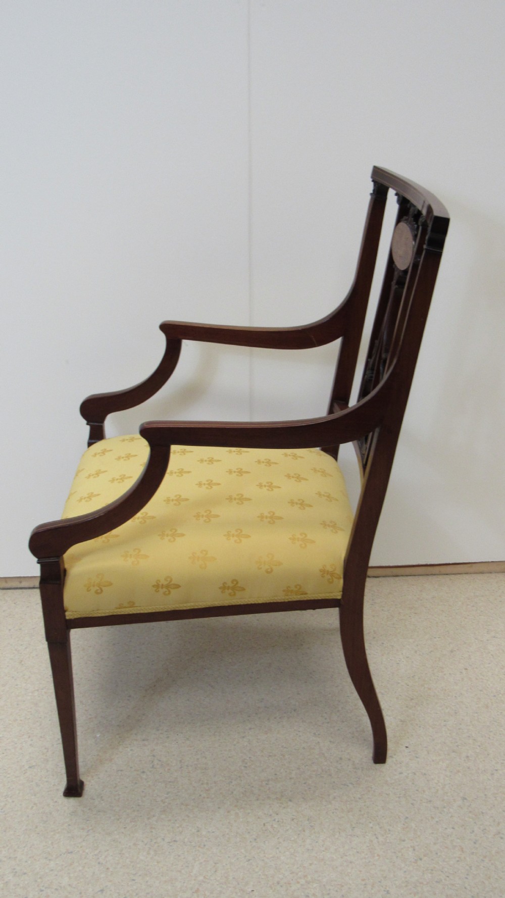Lovely Edwardian inlaid arm chair View X