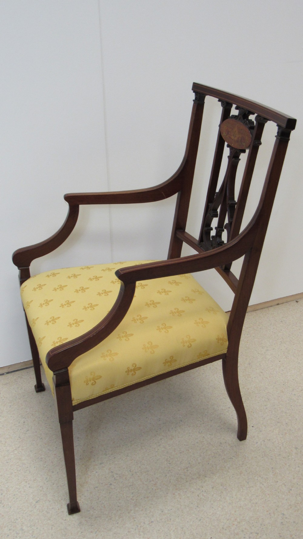 Lovely Edwardian inlaid arm chair View XI