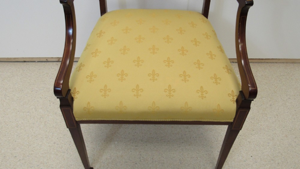 Lovely Edwardian inlaid arm chair View XII