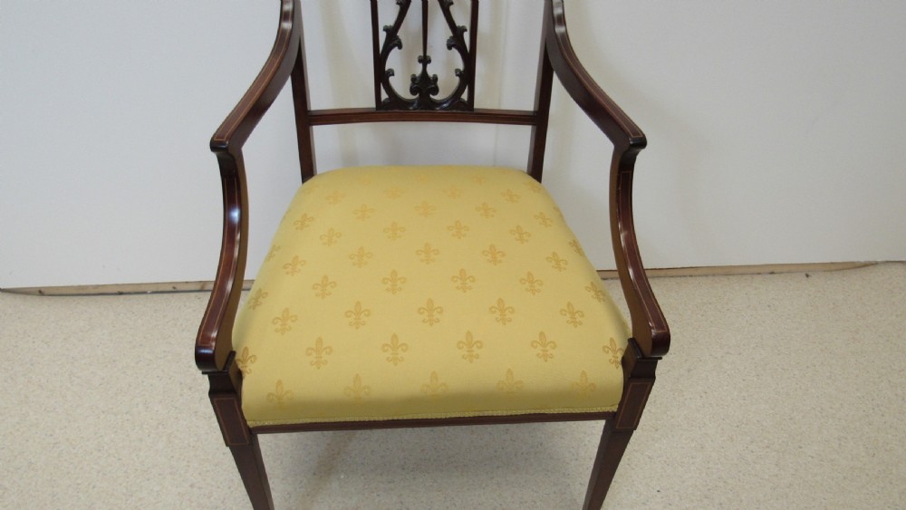 Lovely Edwardian inlaid arm chair View XIV