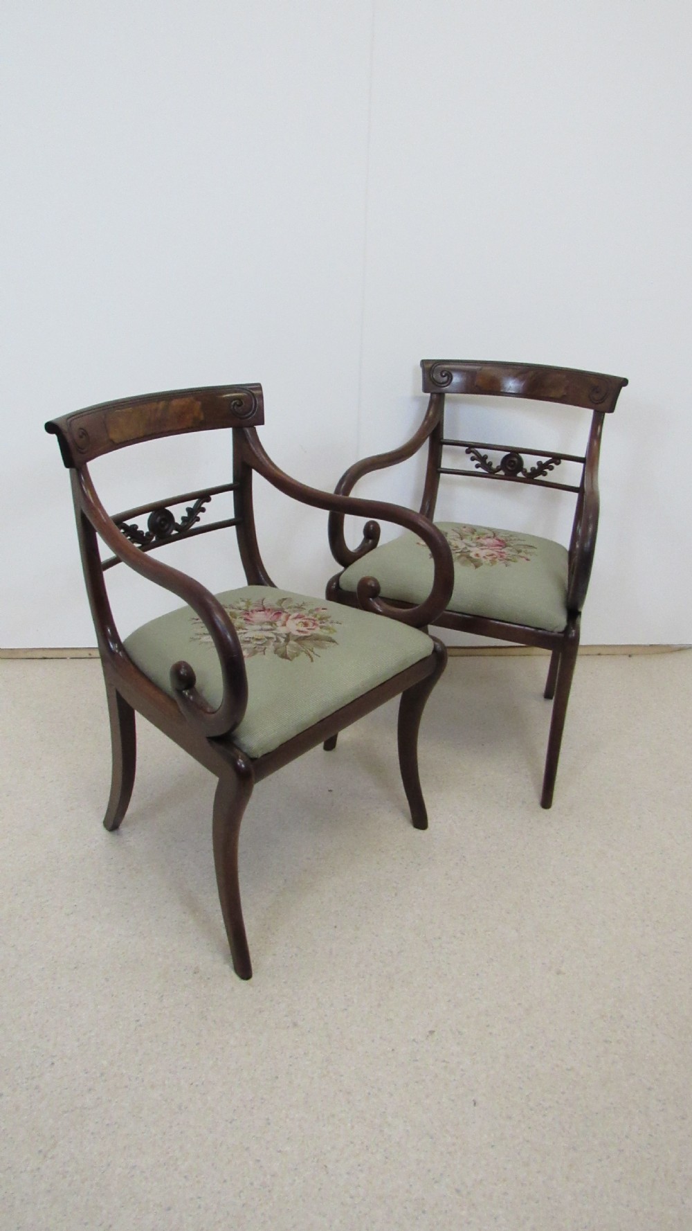 Lovely pair of regency carver chairs 