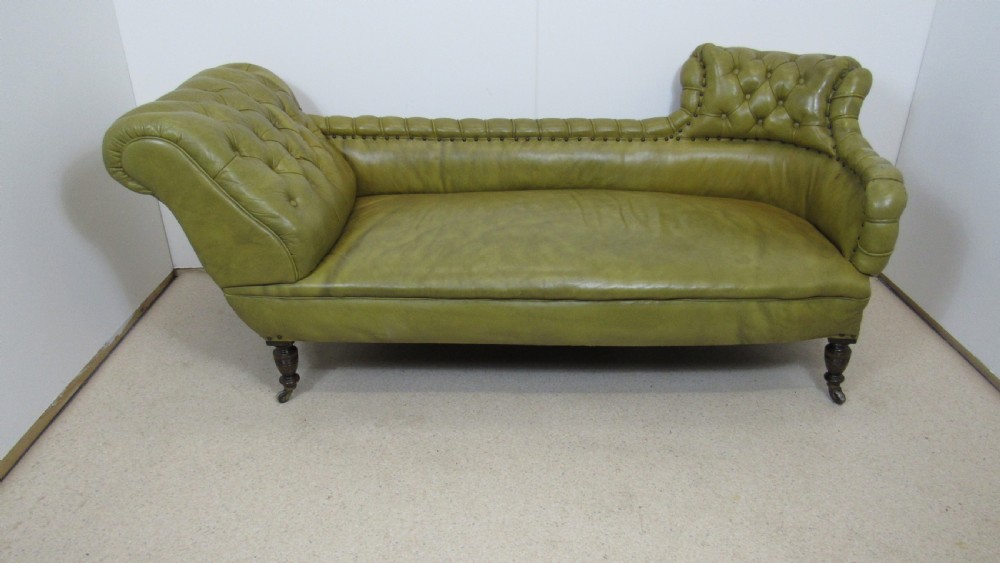 Victorian leather chaise lounge View III