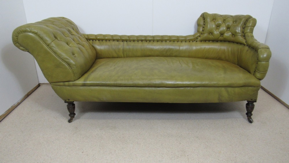 Victorian leather chaise lounge View VII