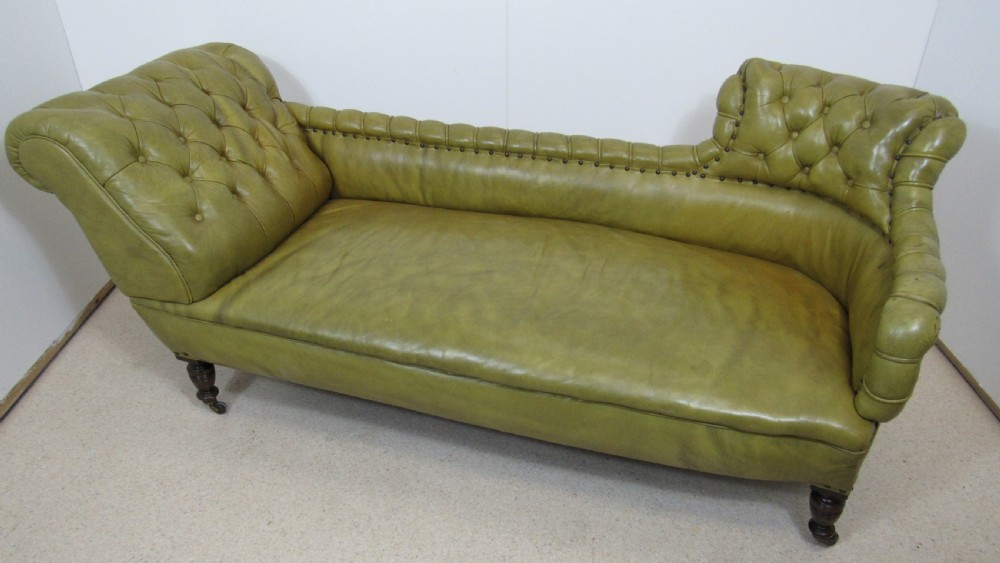 Victorian leather chaise lounge View XIII