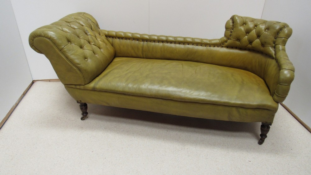 Victorian leather chaise lounge View VII