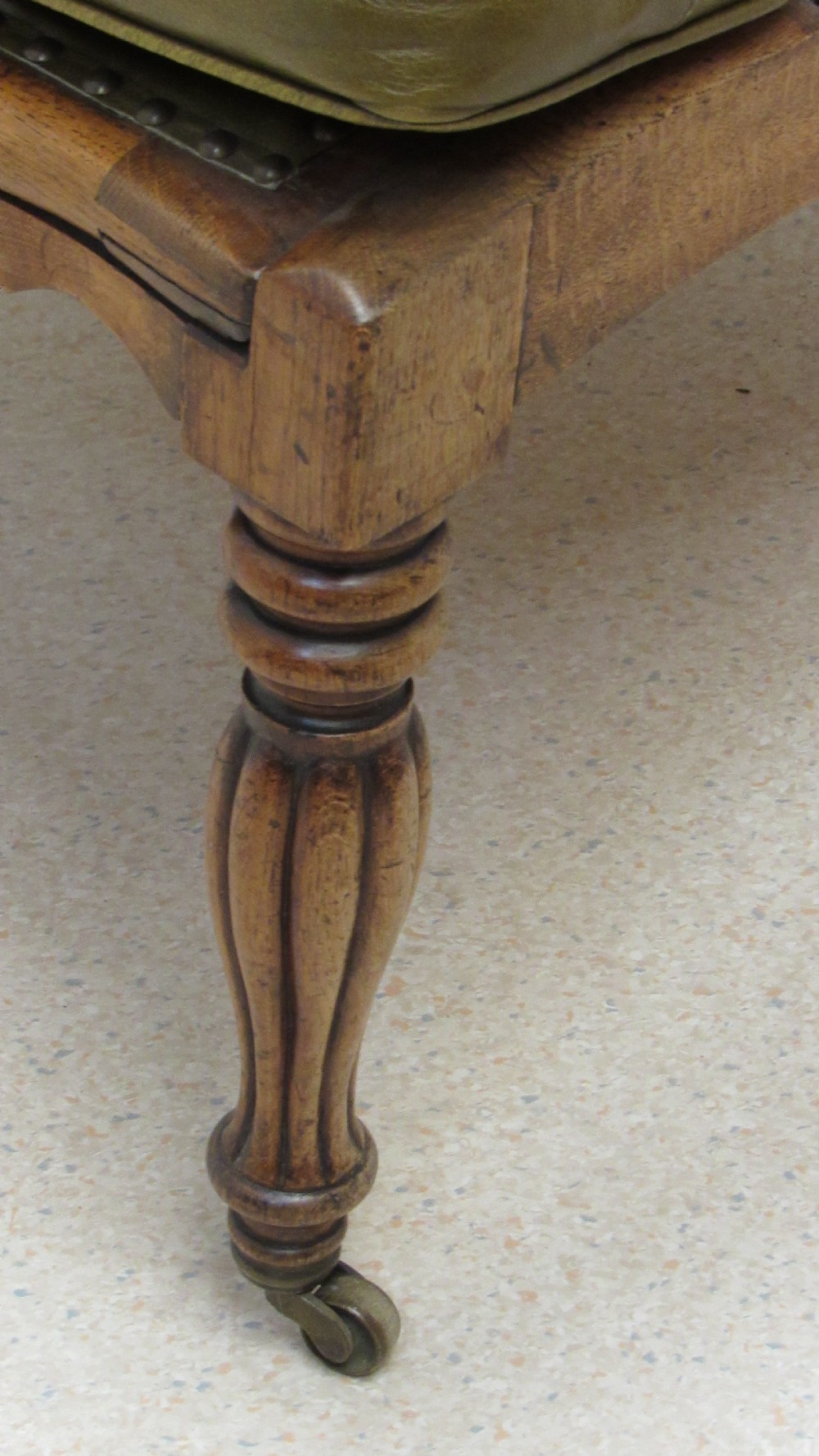 Superb oak William IV leather library chair   View III