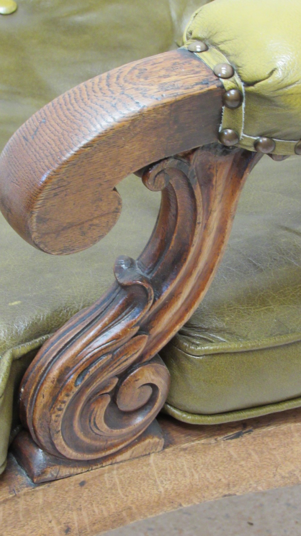 Superb oak William IV leather library chair   View IV