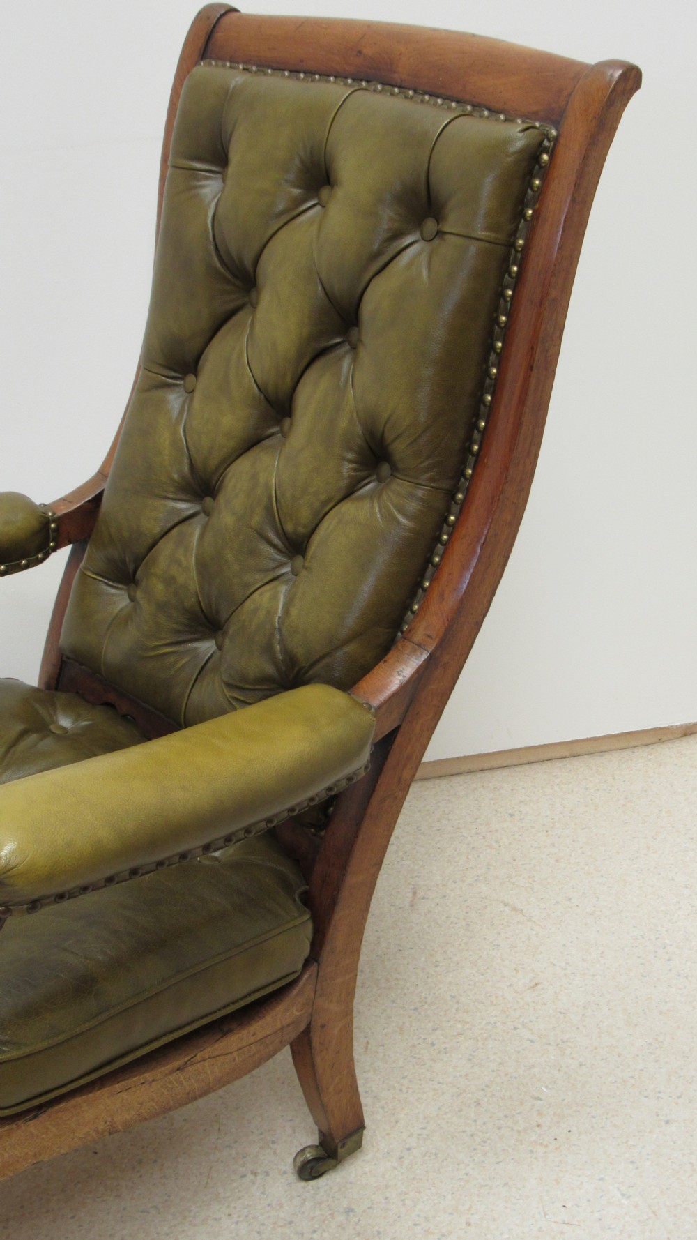 Superb oak William IV leather library chair   View V
