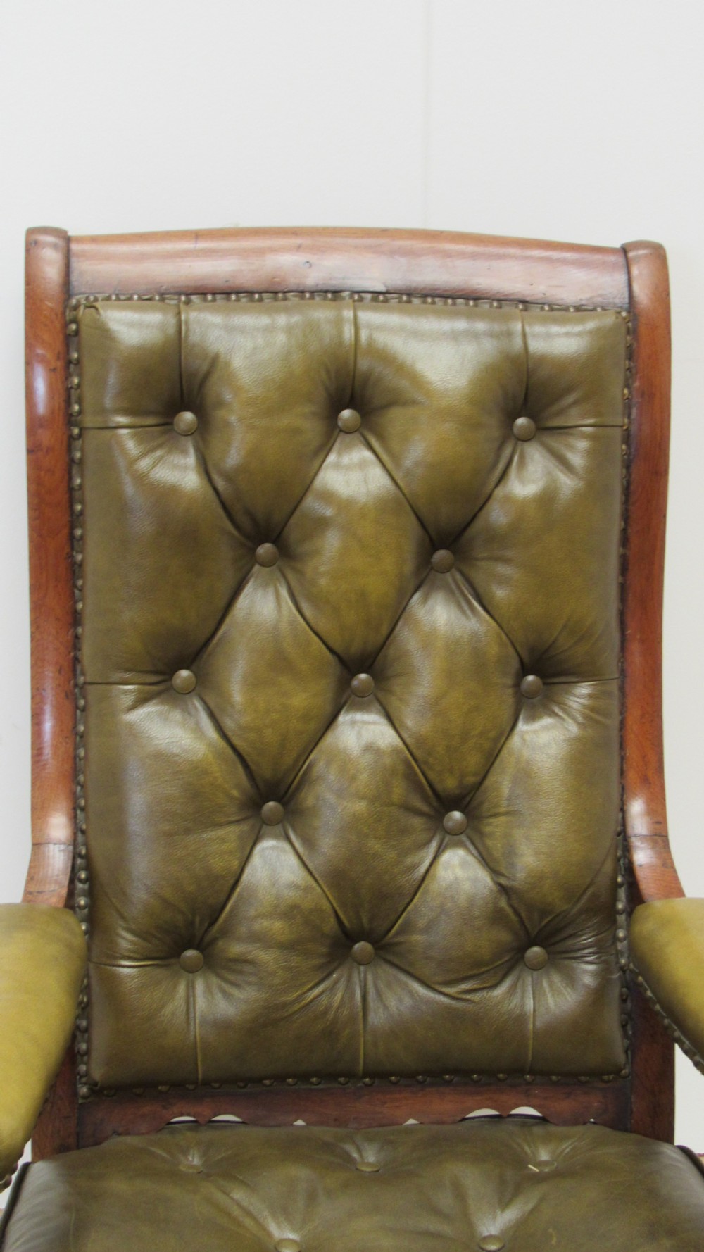 Superb oak William IV leather library chair   View IX