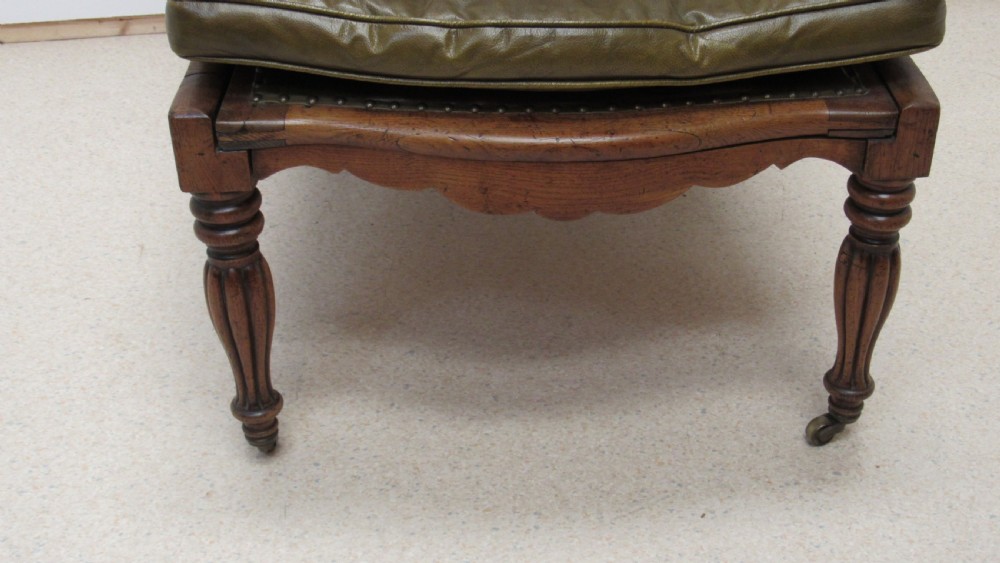 Superb oak William IV leather library chair   View XI