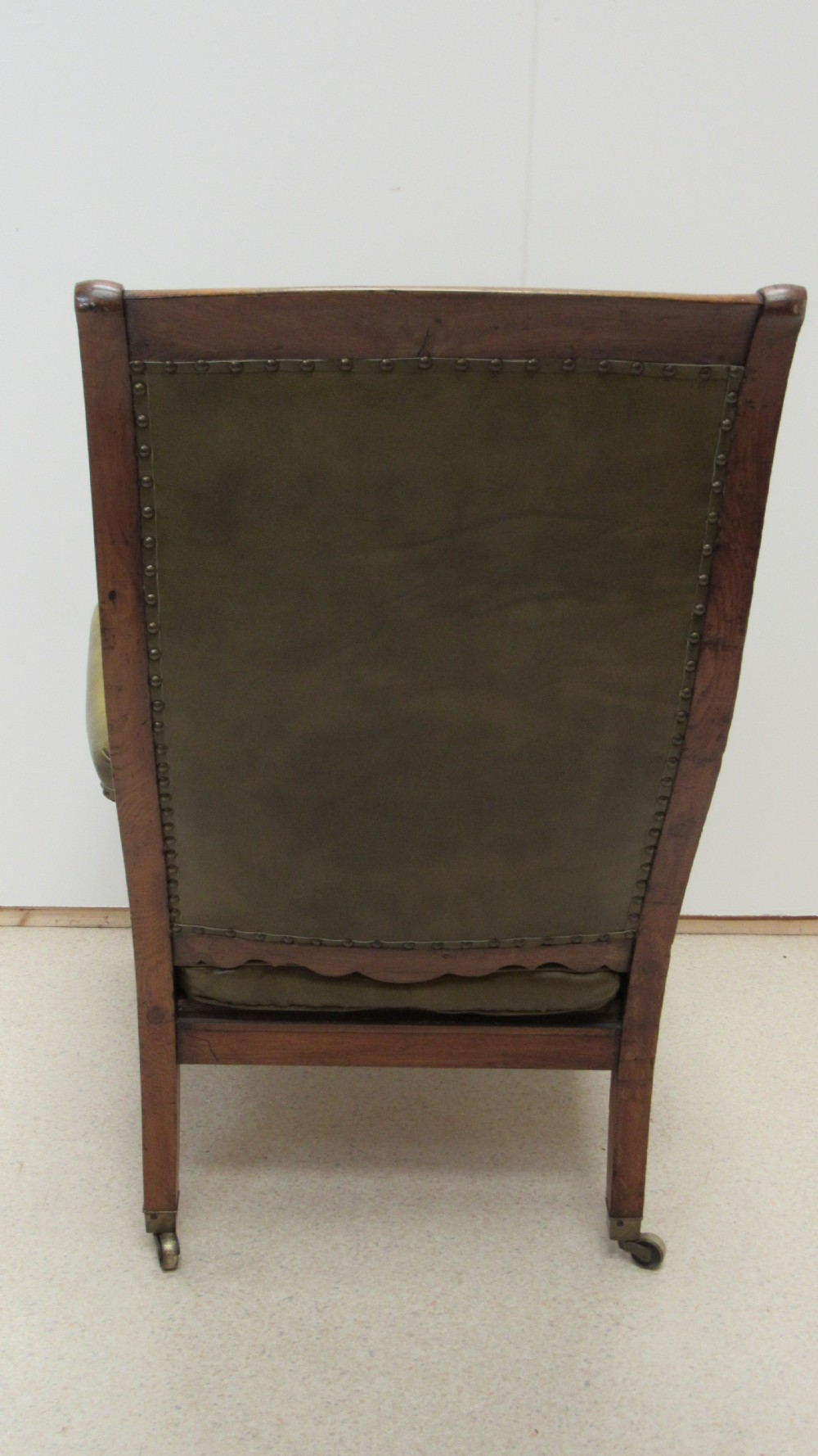 Superb oak William IV leather library chair   View XIII