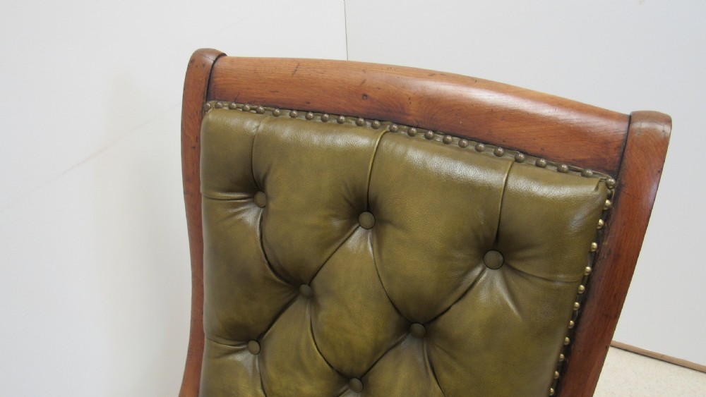 Superb oak William IV leather library chair   View XVII