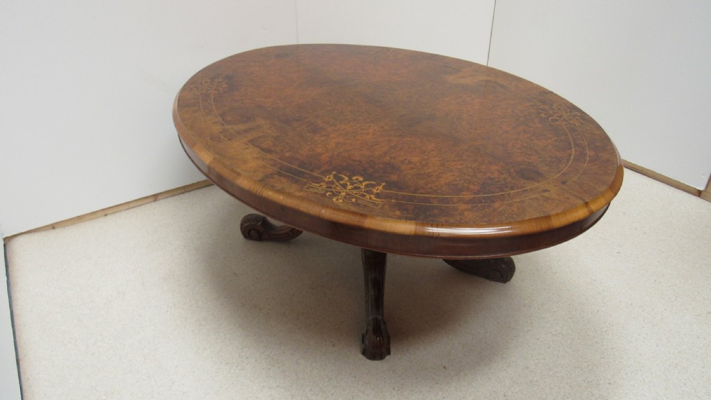 Superb Victorian walnut inlaid coffee table 