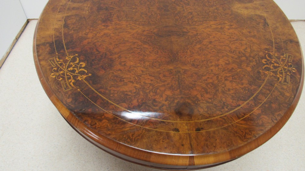 Superb Victorian walnut inlaid coffee table  View III