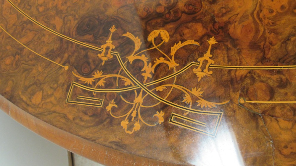 Superb Victorian walnut inlaid coffee table  View X