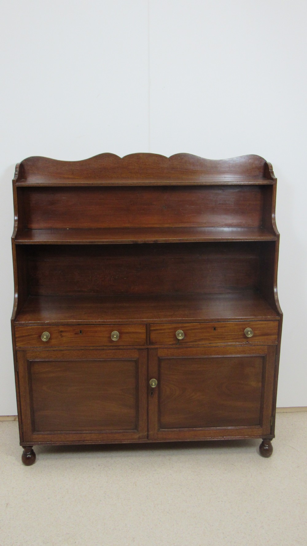 Georgian mahogany waterfall bookcase  View II