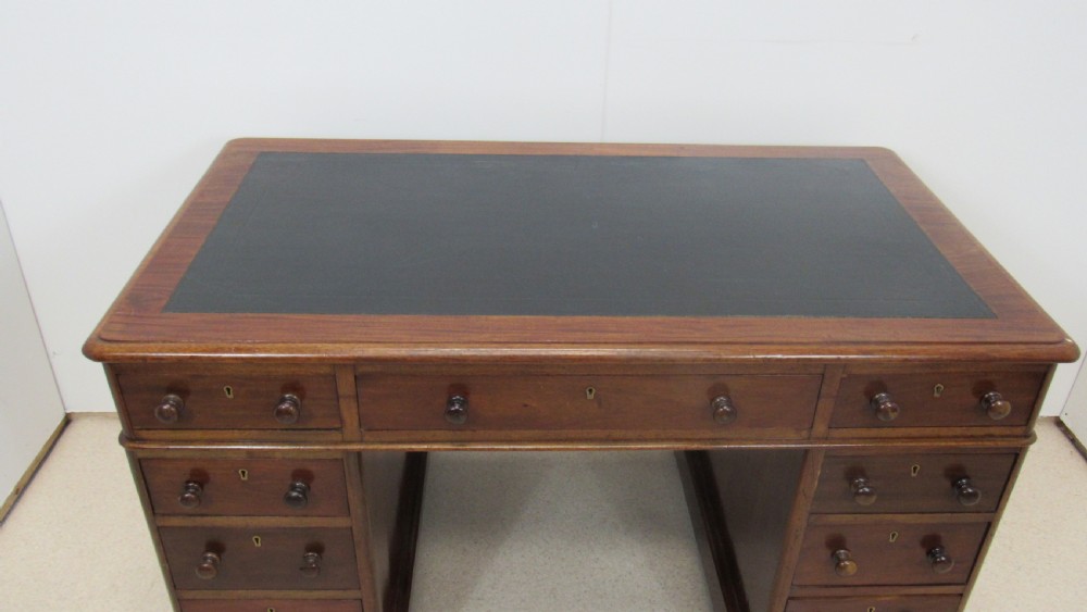 Good victorian mahogany pedestal desk View II